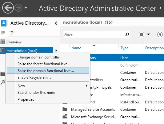 Raise Forest and Domain Functional Level Using Active Directory ...