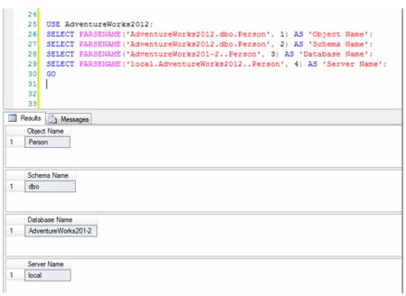 Parsing Name of Database Object Using System Function in SQL Server