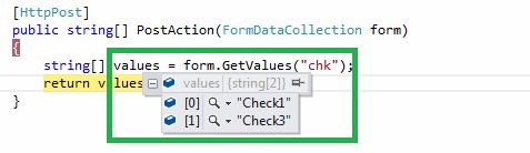 check the value within action