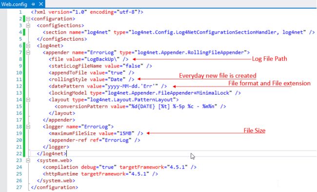 Error Logging Using Log4Net in Web Application