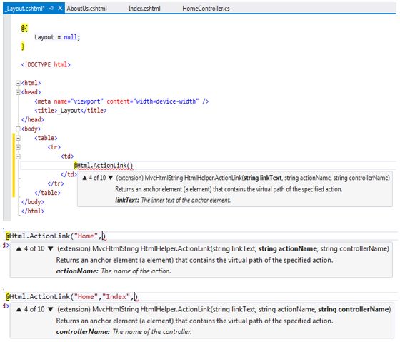 Menu Link in Layout Sample in MVC - Day 8
