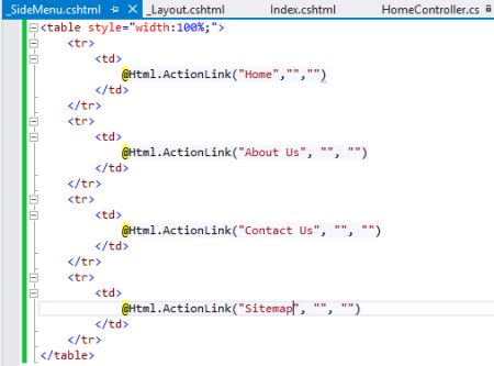 Partial View Sample in MVC: Day 35