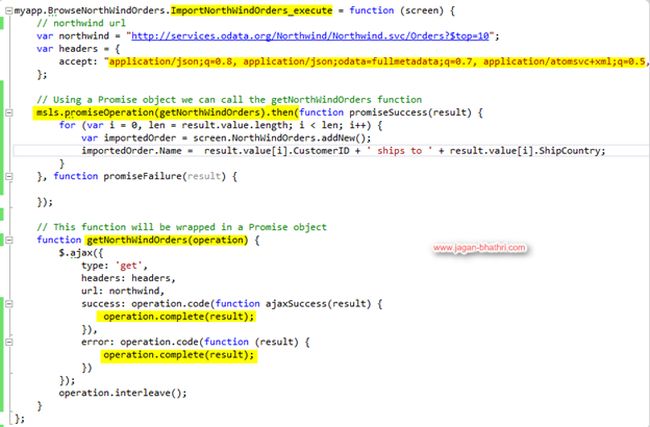 code to get the orders from Service