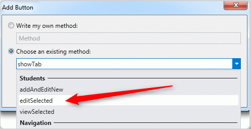 command button in the Command bar