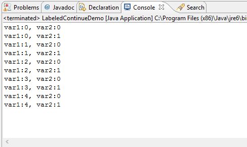 Unlabeled Continue Statement