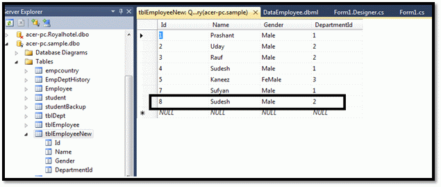 SQL table