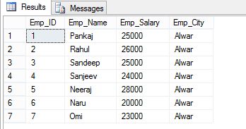 Select all value from table
