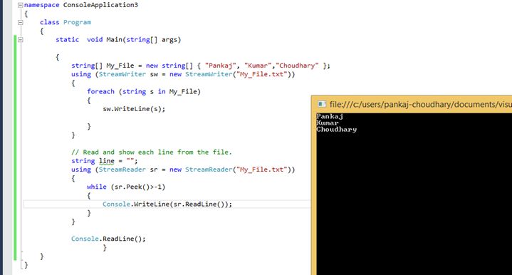 Input/Output Classes in C#