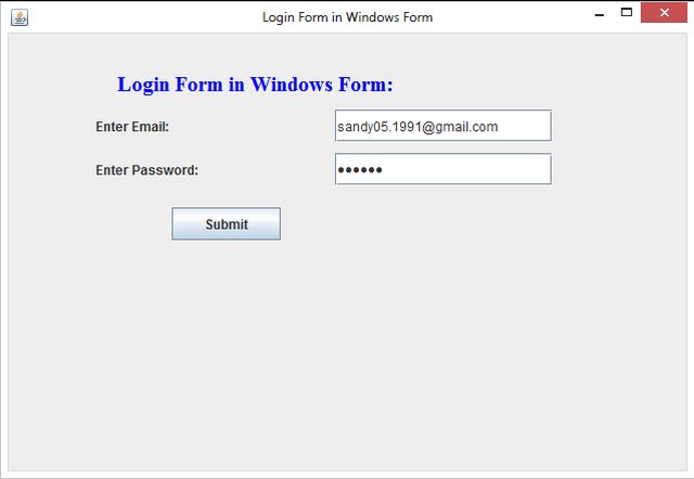 Login Form in Windows Form Using Swing in Java