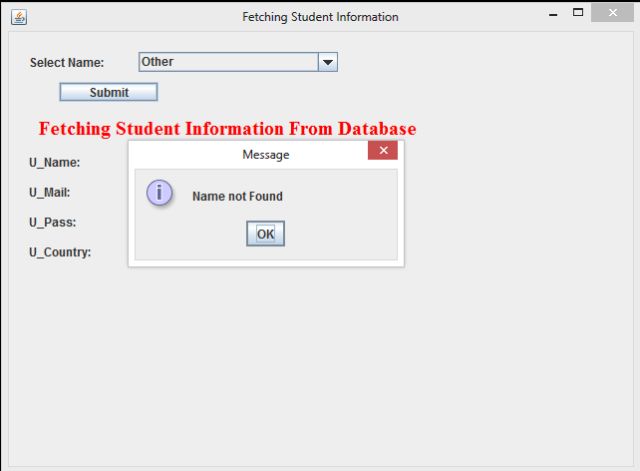Generates Error on Wrong selection