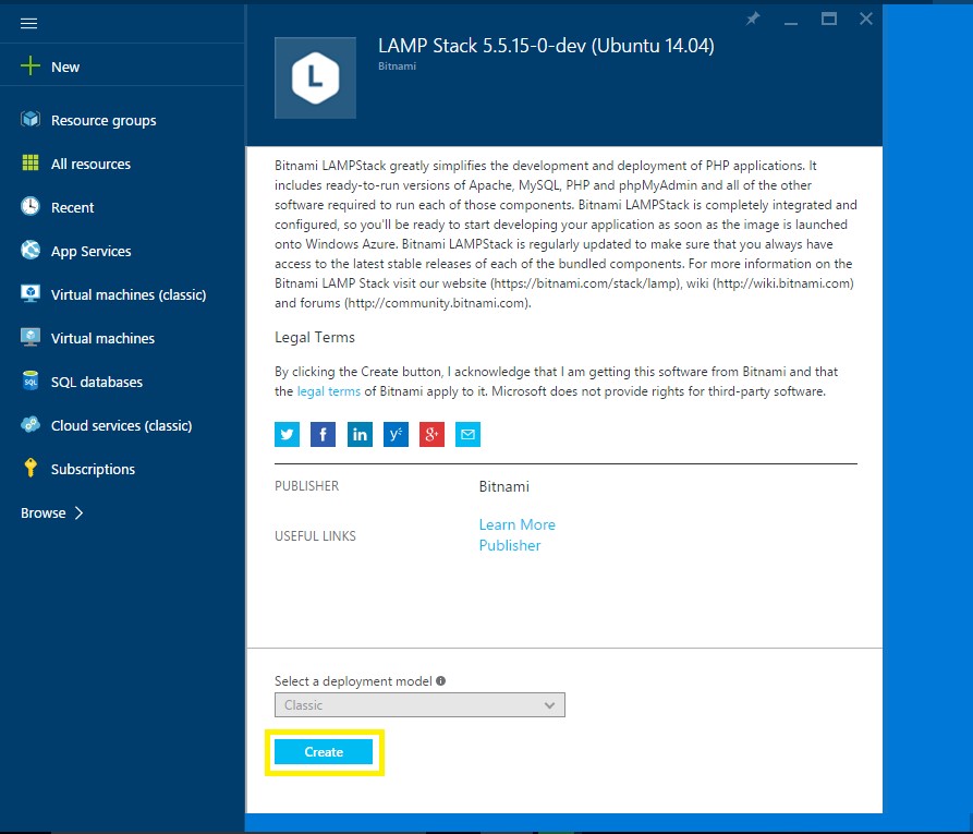 Creating A LAMP Stack Using Bitnami In Microsoft Azure ... Creating A LAMP Stack Using Bitnami In Microsoft Azure ...