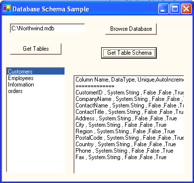 Getting a Database Schema