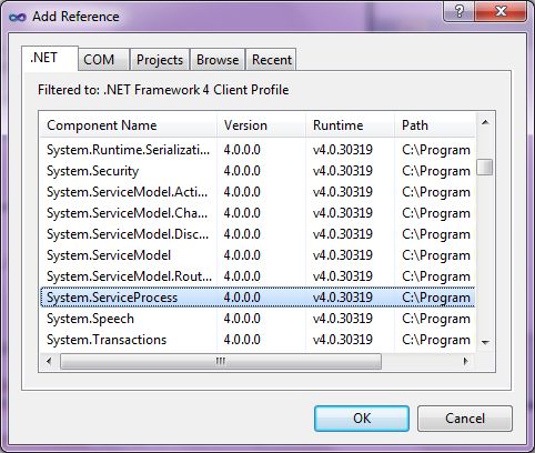 Adding System.ServiceProcess Reference
