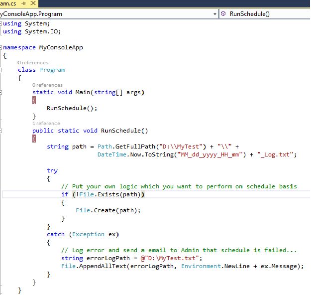 Console Application Using Windows Scheduler
