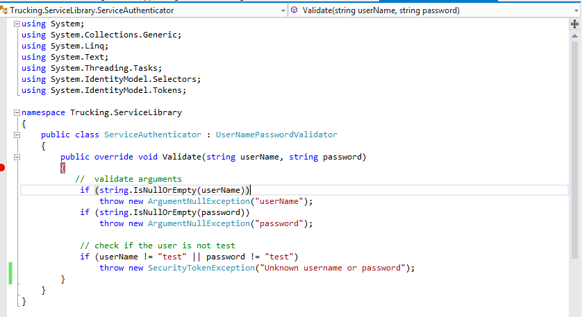Implementing Username Password Security in WCF Service