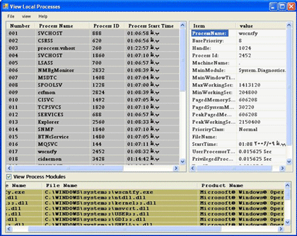 get list of processes c#