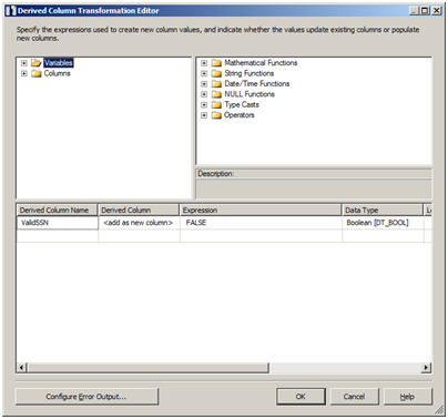 Derived Column Transformation Editor