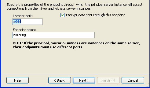 Database Mirroring Security Wizard