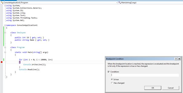 Setting Breakpoints in Visual Studio