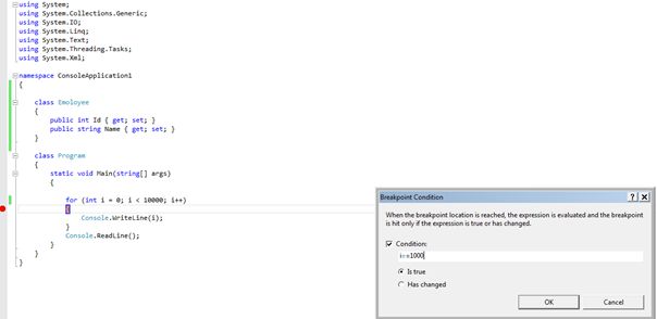 breakpoint Istrue condition