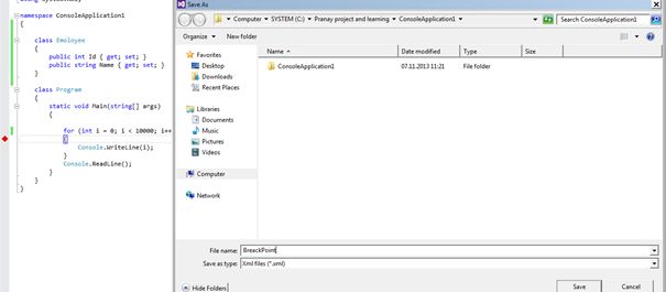 Setting Breakpoints in Visual Studio
