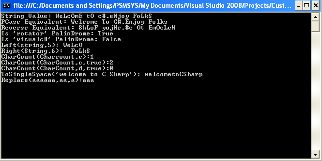 Custom String Methods using C#