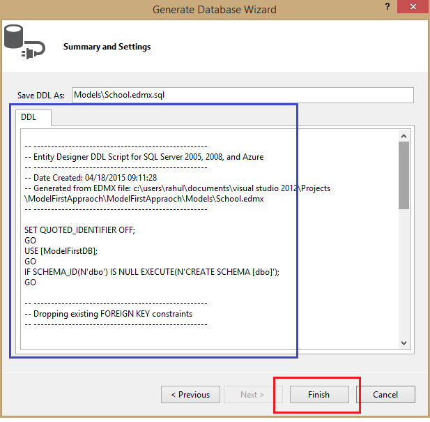 Model First Approach in MVC Using Entity Framework