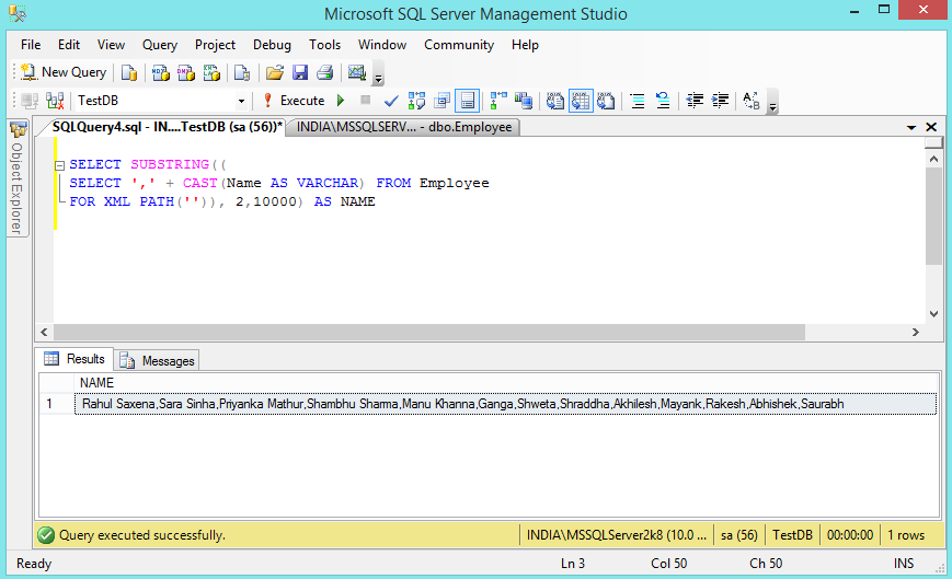 Return Coma Separated Value From a Table