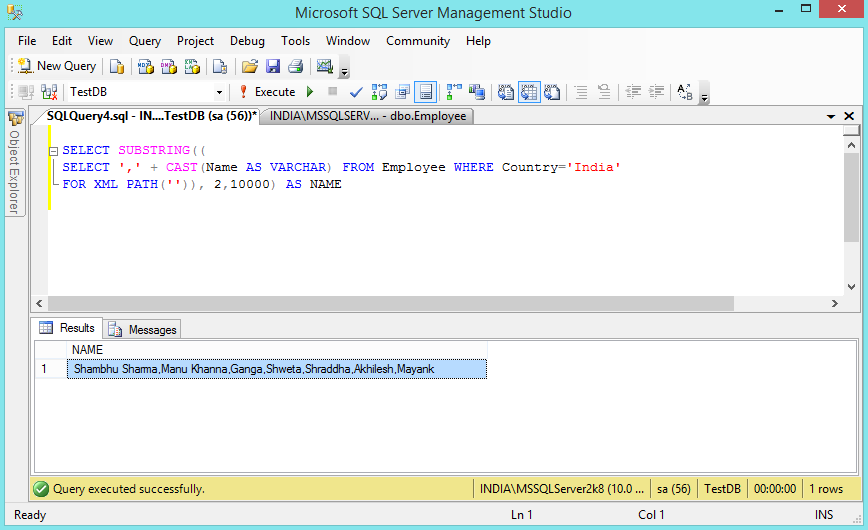 Return Coma Separated Value From a Table