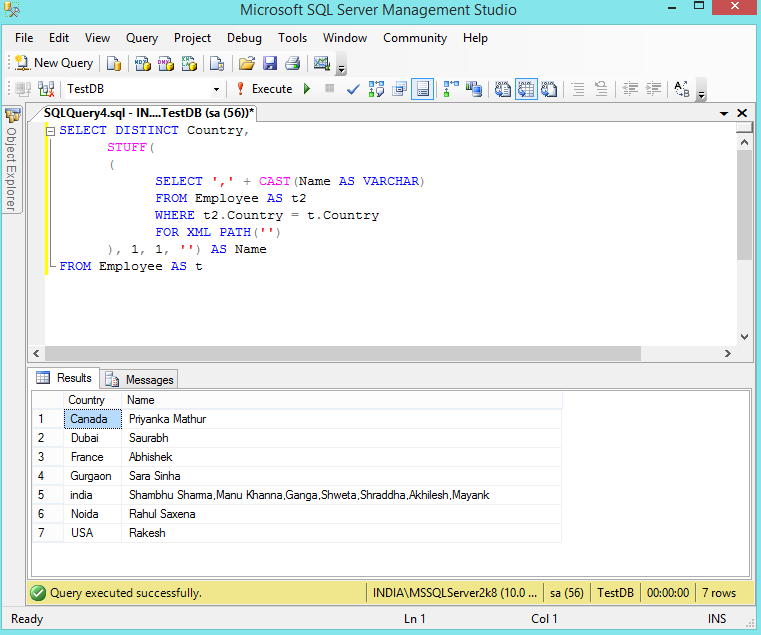 Return Coma Separated Value From a Table