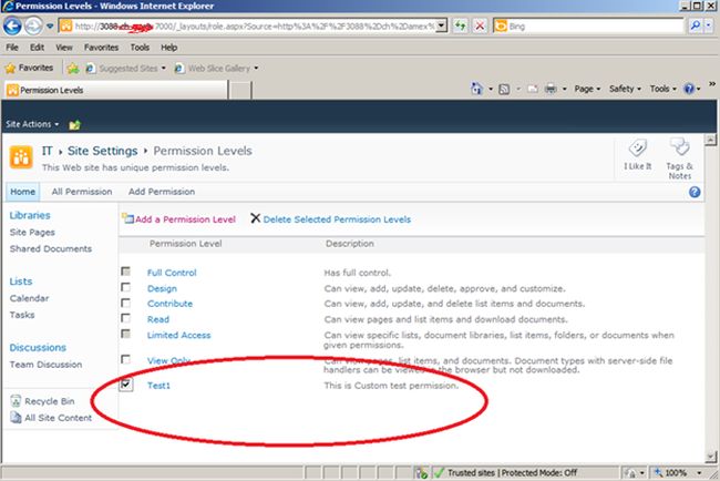 New Permission in SharePoint Site