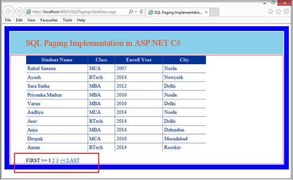 Implementing SQL Paging in ASP.Net