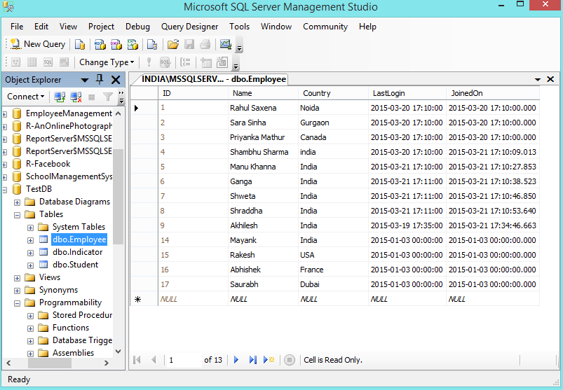 Table Value Parameter in ASP.Net Using SQL Server
