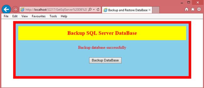 Take SQL Server Database Backup in ASP.Net
