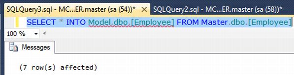 Select into in SQL Server
