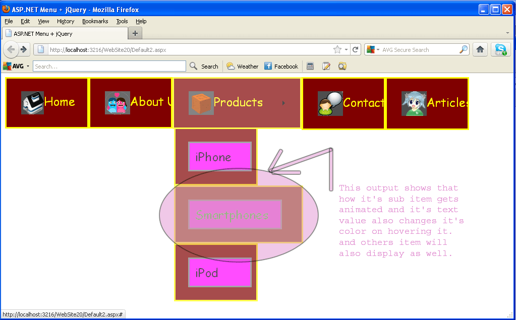 Animated Menu Control using jQuery