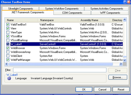 reference of .net component