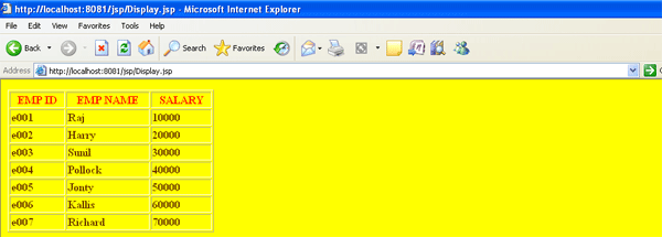 using database in jsp