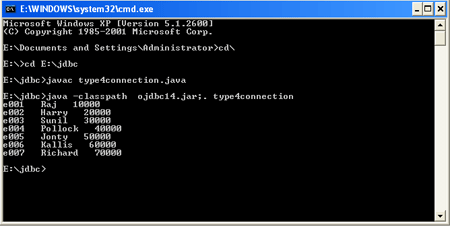 display data from database in jdbc