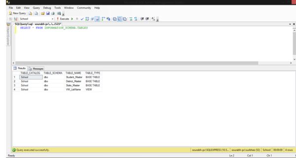 Query to Find All About Database Schema