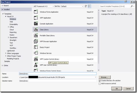 create new Class Library project