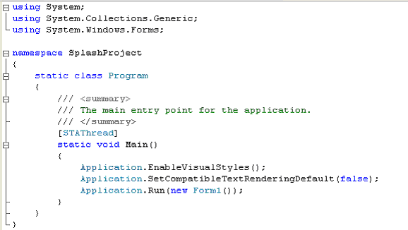 Add a Splash Form to a Windows Application