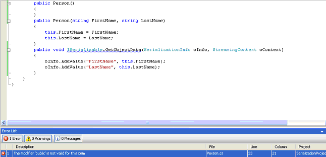How to serialize an object using an ISerializable interface