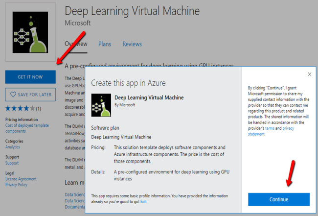 A Deep Learning Machine On Azure From The App Marketplace