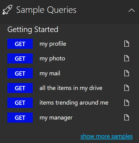 Microsoft Graph Explorer Sample Queries