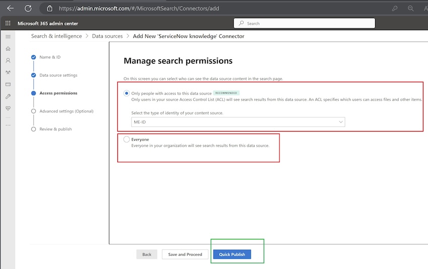 Manage search persmissions