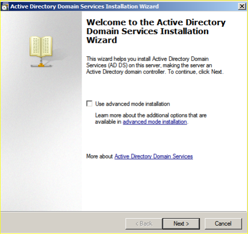 Active directory domain services installation Wizard