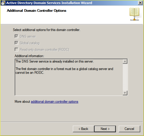 Domain controller options