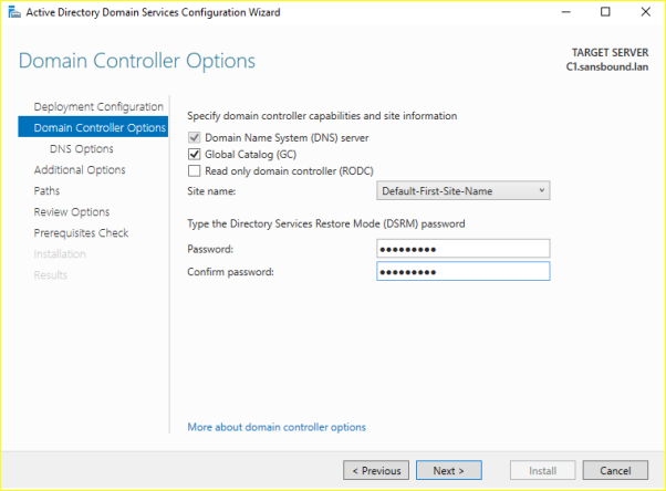 Domain controller options