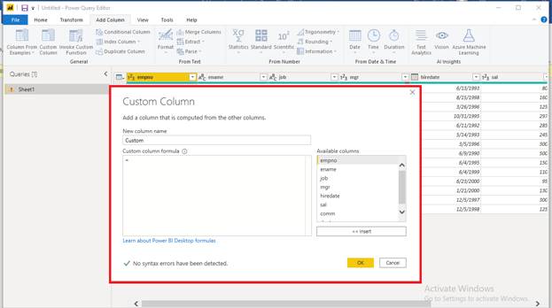 Add A Custom Column In Power BI